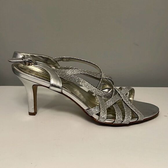 Alfani Alisa Silver Sparkly Strappy Heel Sandals Size 7.5M - Picture 9 of 12